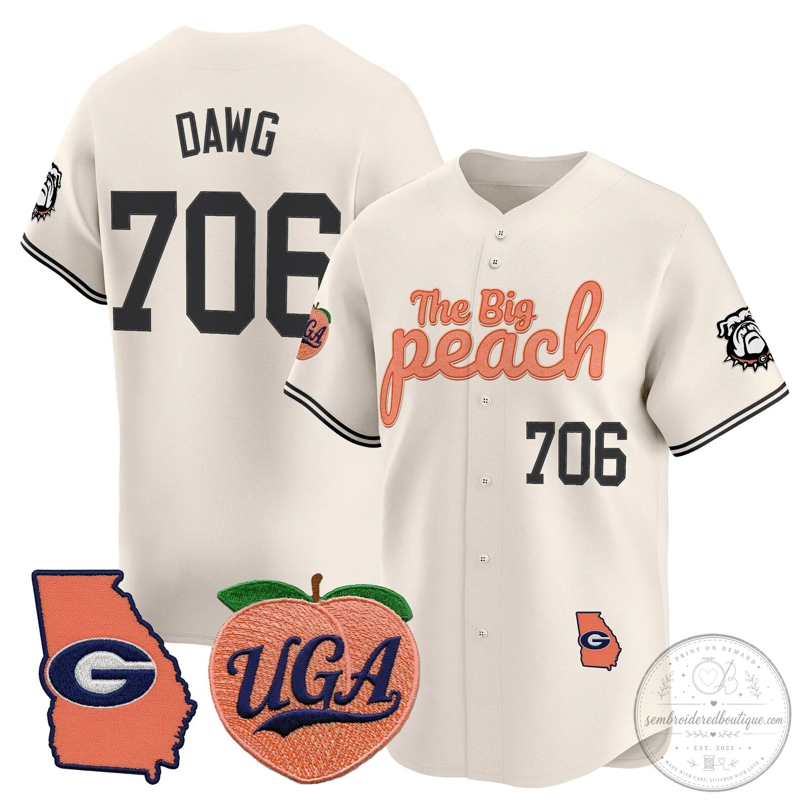 Georgia Bulldogs The Big Peach Stockton Number 14 Baseball Jersey 41 Georgia Bulldogs The Big Peach Stockton Number 14 Baseball Jersey