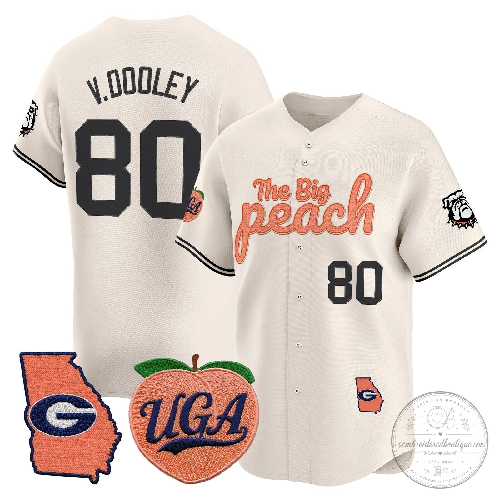 Georgia Bulldogs The Big Peach Stockton Number 14 Baseball Jersey 45 Georgia Bulldogs The Big Peach Stockton Number 14 Baseball Jersey