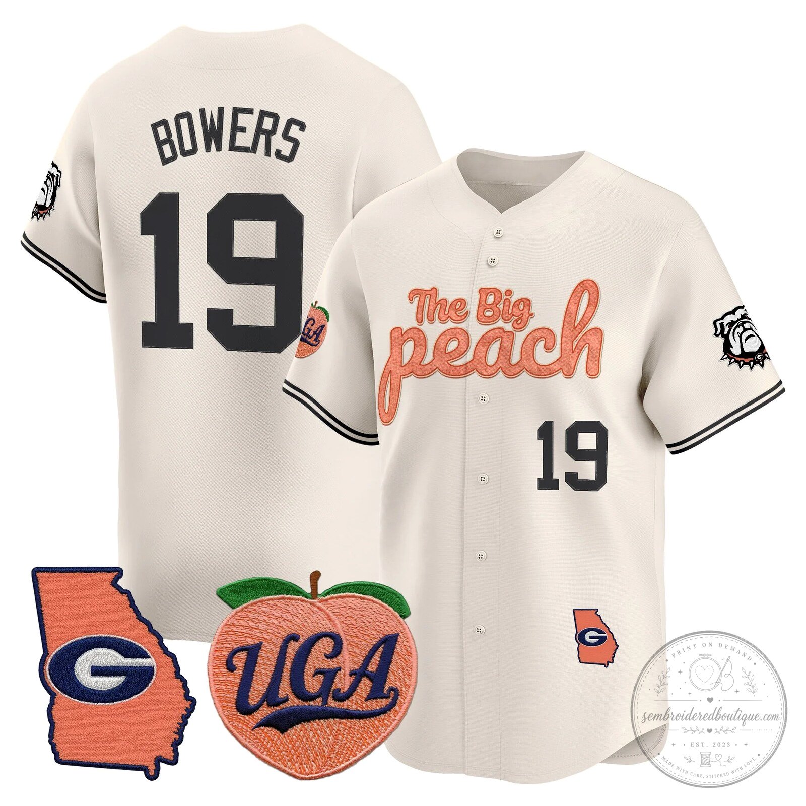 Georgia Bulldogs The Big Peach Stockton Number 14 Baseball Jersey 46 Georgia Bulldogs The Big Peach Stockton Number 14 Baseball Jersey