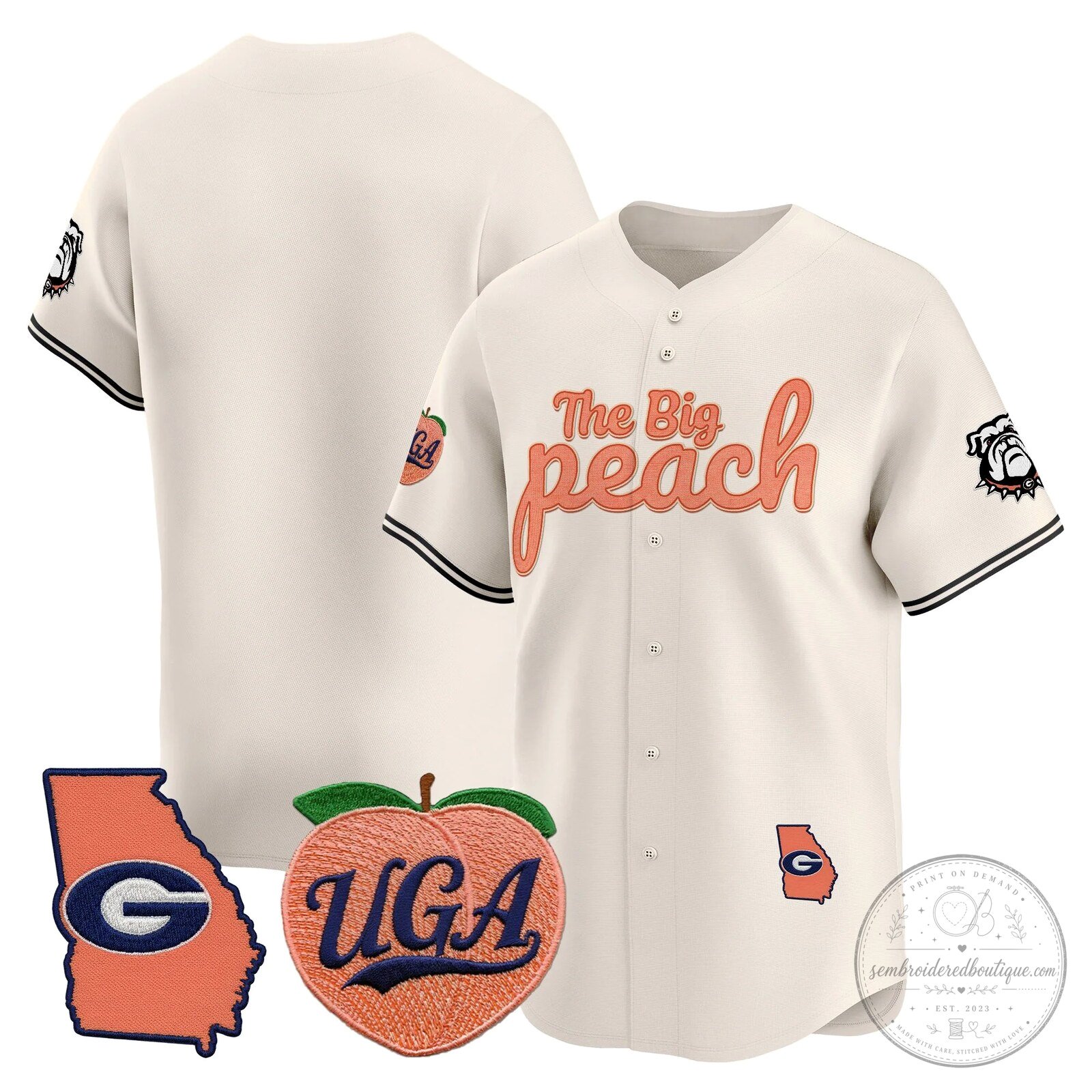 Georgia Bulldogs The Big Peach Stockton Number 14 Baseball Jersey 48 Georgia Bulldogs The Big Peach Stockton Number 14 Baseball Jersey
