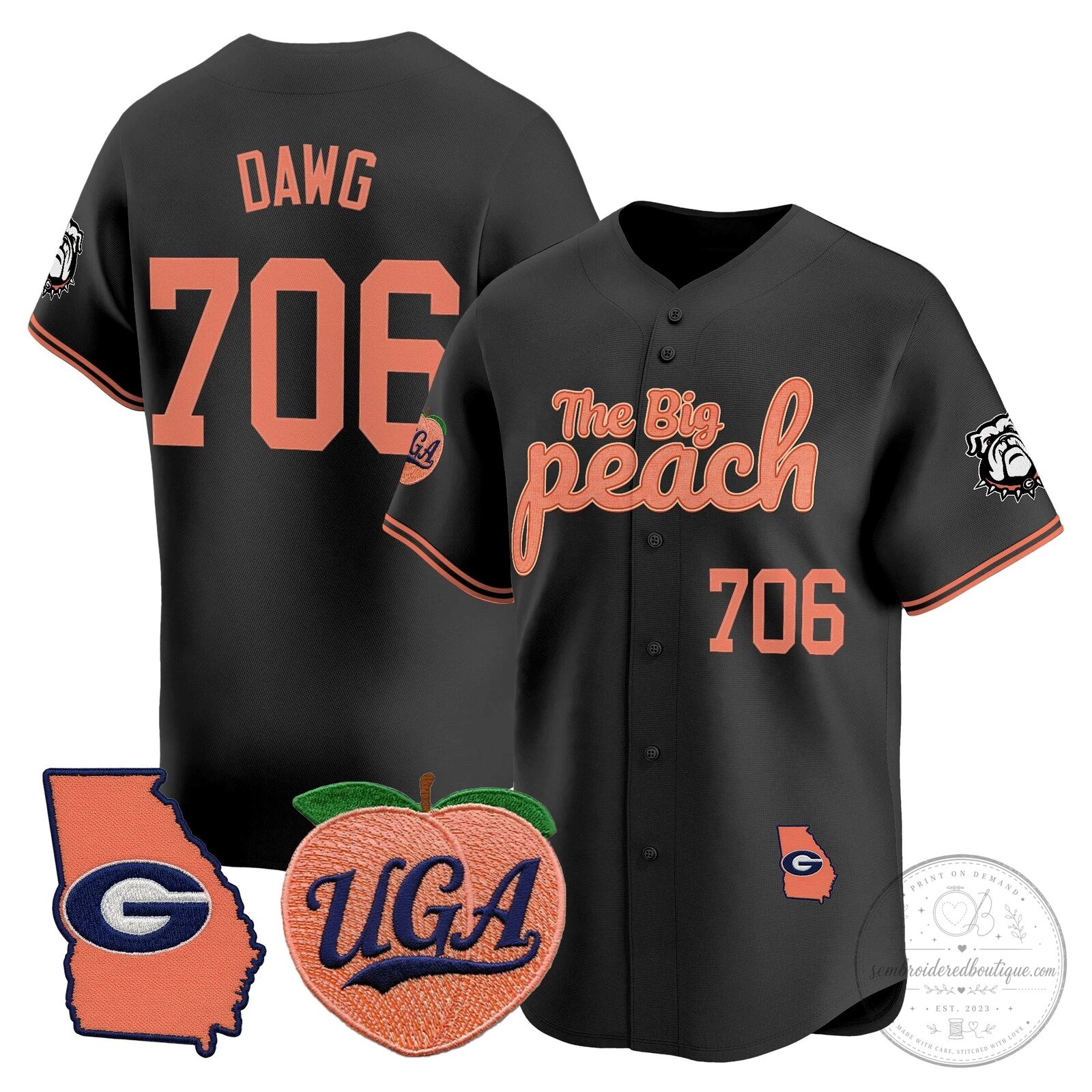 Georgia Bulldogs The Big Peach Stockton Number 14 Baseball Jersey 50 Georgia Bulldogs The Big Peach Stockton Number 14 Baseball Jersey