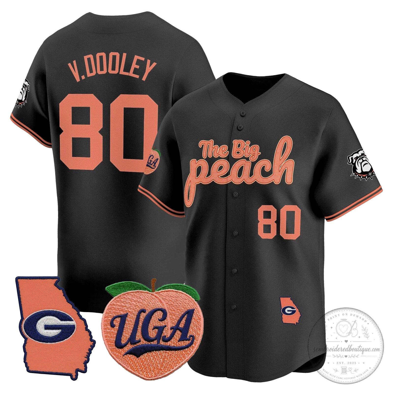 Georgia Bulldogs The Big Peach Stockton Number 14 Baseball Jersey 54 Georgia Bulldogs The Big Peach Stockton Number 14 Baseball Jersey