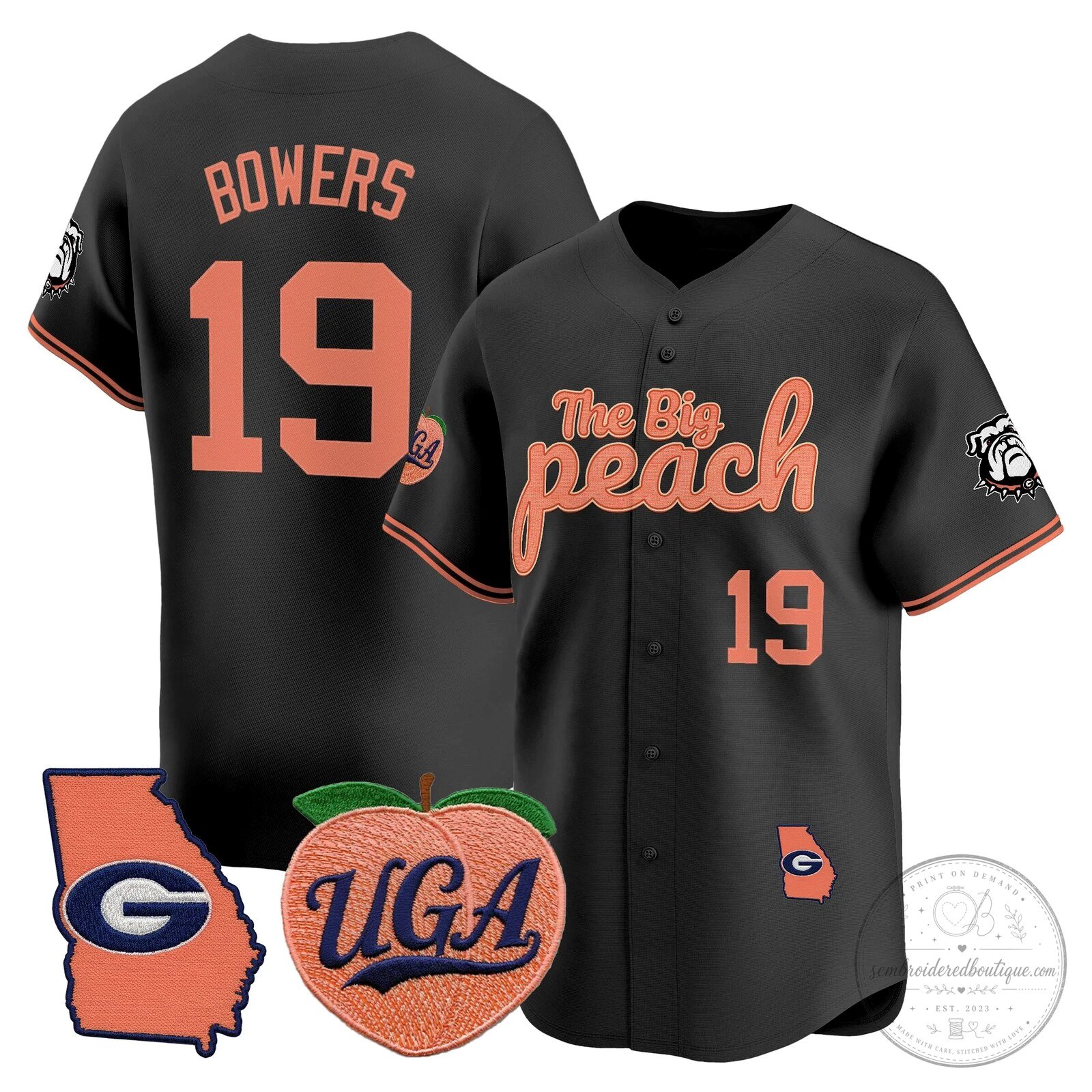 Georgia Bulldogs The Big Peach Stockton Number 14 Baseball Jersey 55 Georgia Bulldogs The Big Peach Stockton Number 14 Baseball Jersey