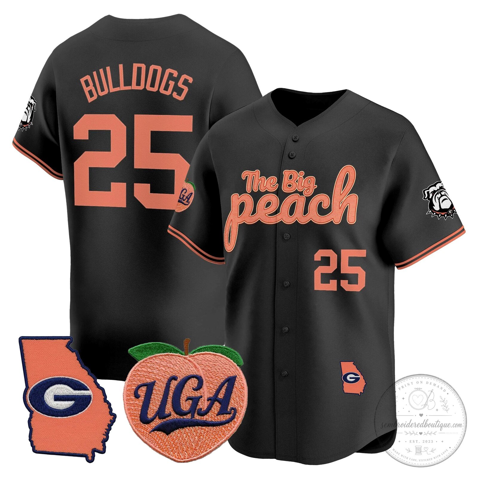 Georgia Bulldogs The Big Peach Stockton Number 14 Baseball Jersey 56 Georgia Bulldogs The Big Peach Stockton Number 14 Baseball Jersey