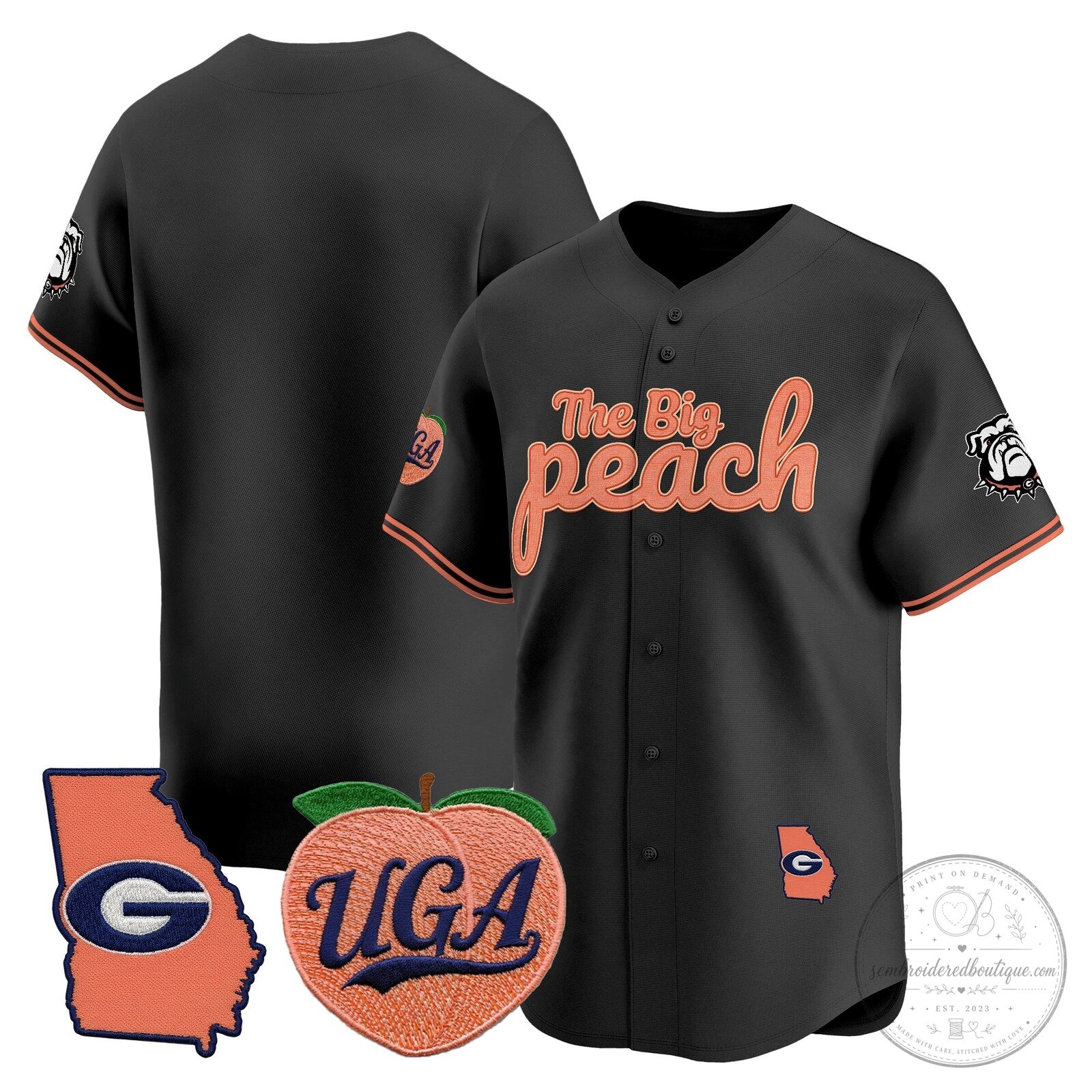 Georgia Bulldogs The Big Peach Stockton Number 14 Baseball Jersey 57 Georgia Bulldogs The Big Peach Stockton Number 14 Baseball Jersey
