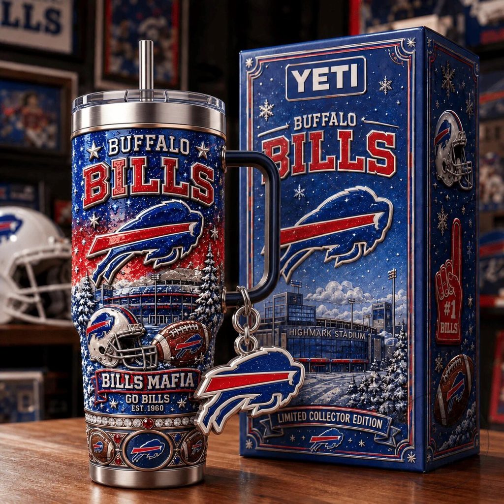 40oz Tumbler with Handle and Straw for Buffalo Bills Football Fans 40oz Tumbler with Handle and Straw for Buffalo Bills Football Fans