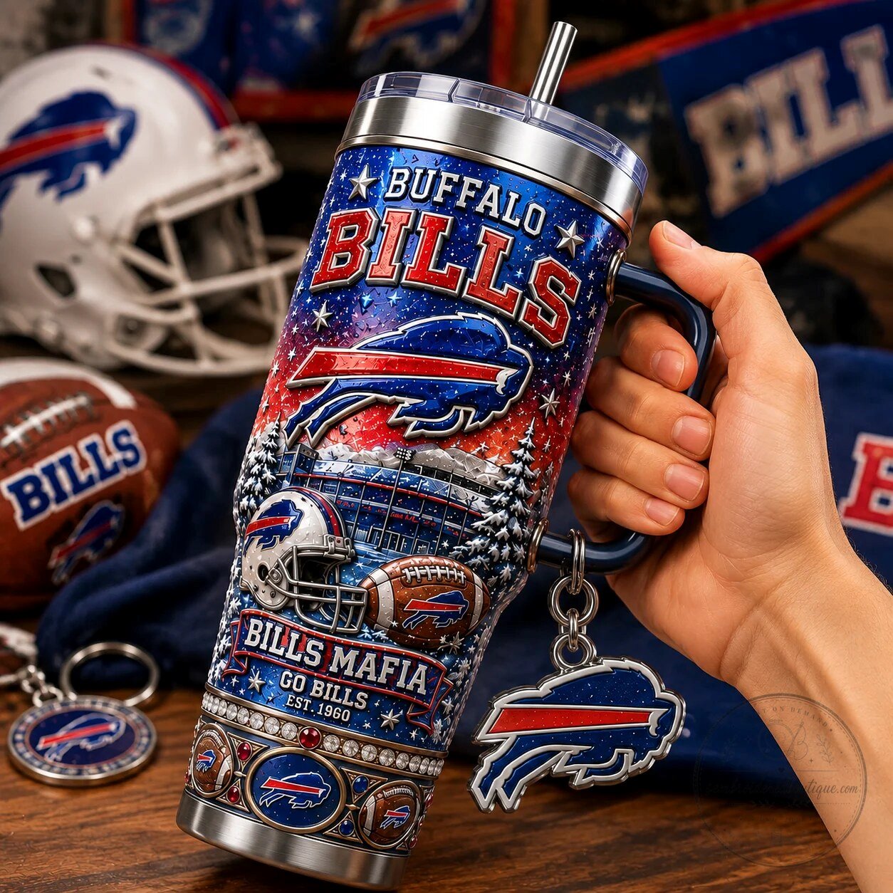 40oz Tumbler with Handle and Straw for Buffalo Bills Football Fans 9 40oz Tumbler with Handle and Straw for Buffalo Bills Football Fans