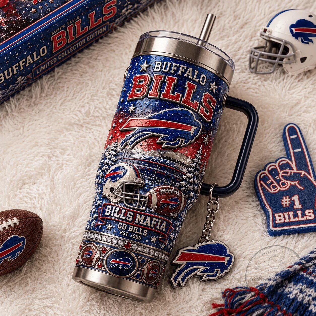 40oz Tumbler with Handle and Straw for Buffalo Bills Football Fans 10 40oz Tumbler with Handle and Straw for Buffalo Bills Football Fans