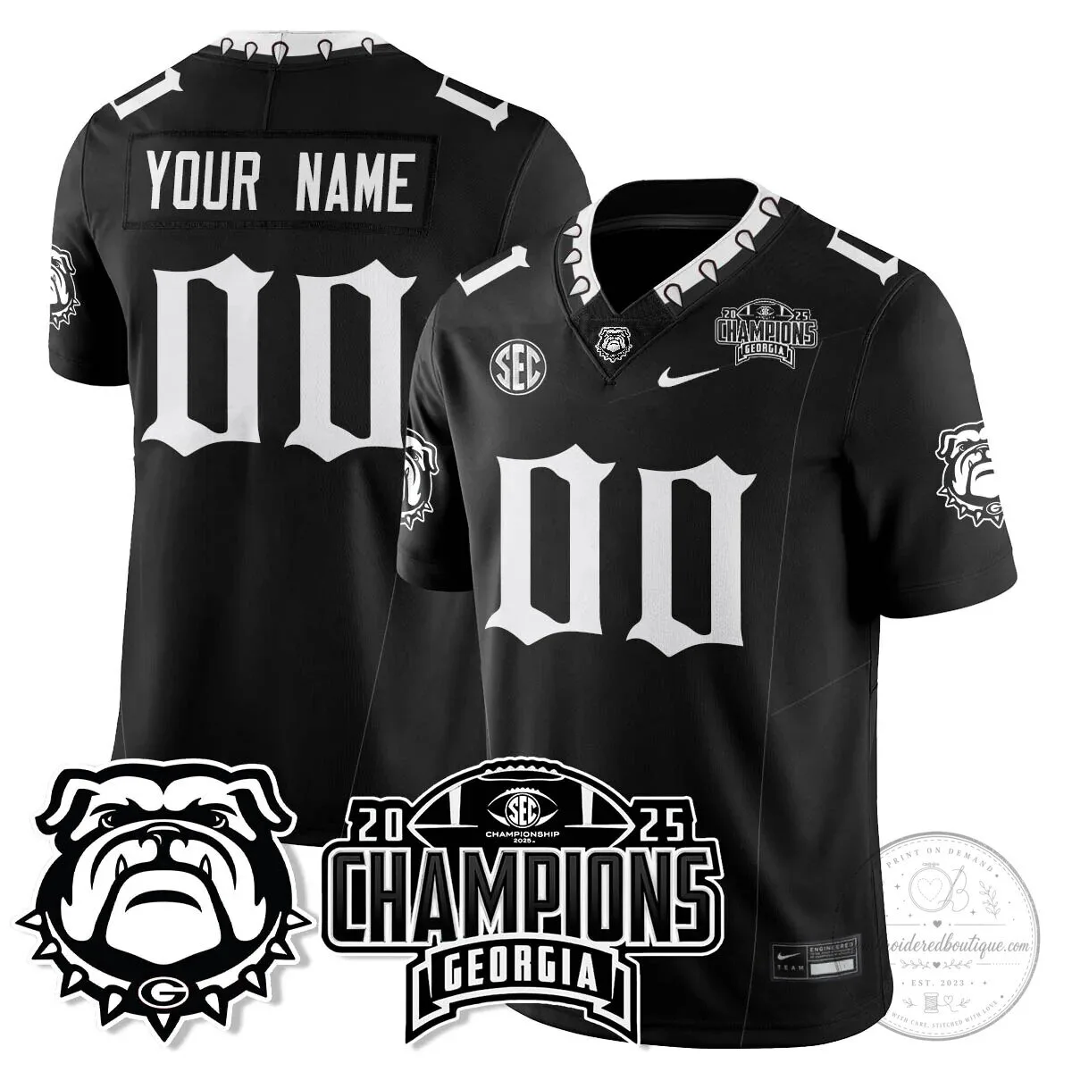 Georgia Bulldogs SEC Football 2023 National Champions Vapor Limited Custom Jersey 8 Georgia Bulldogs SEC Football 2023 National Champions Vapor Limited Custom Jersey