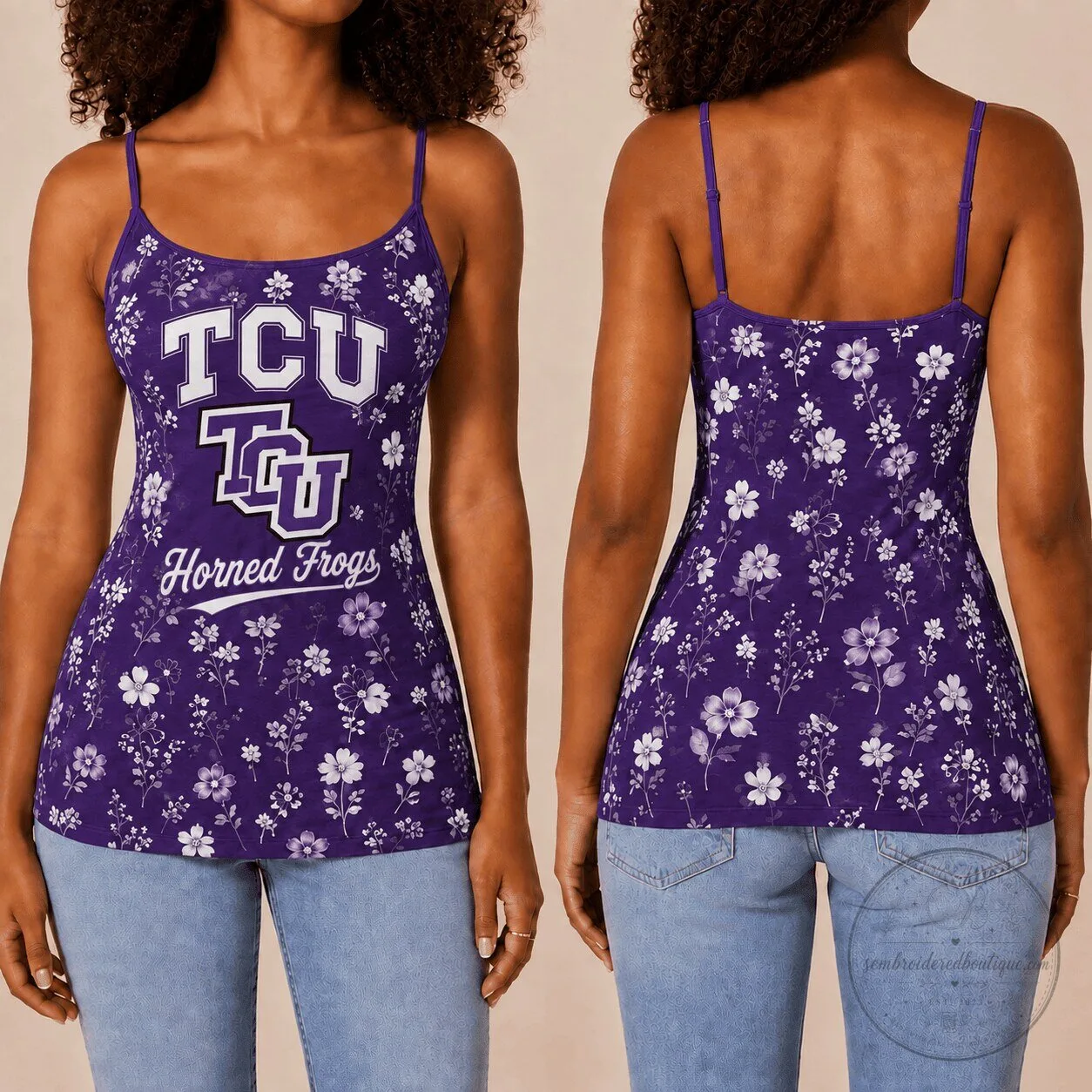 Texas Christian University Horned Frogs Floral Pattern Women's Tank Top