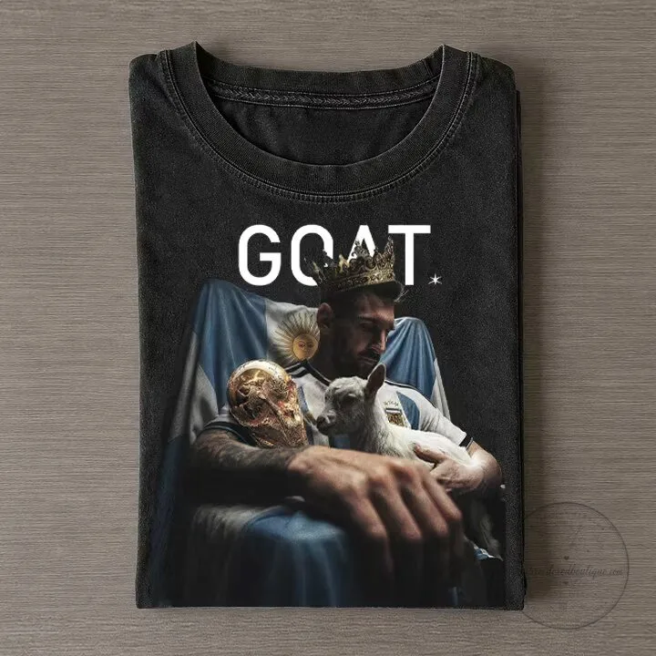Lionel Messi GOAT Argentina World Cup Champion Football Fan T-Shirt