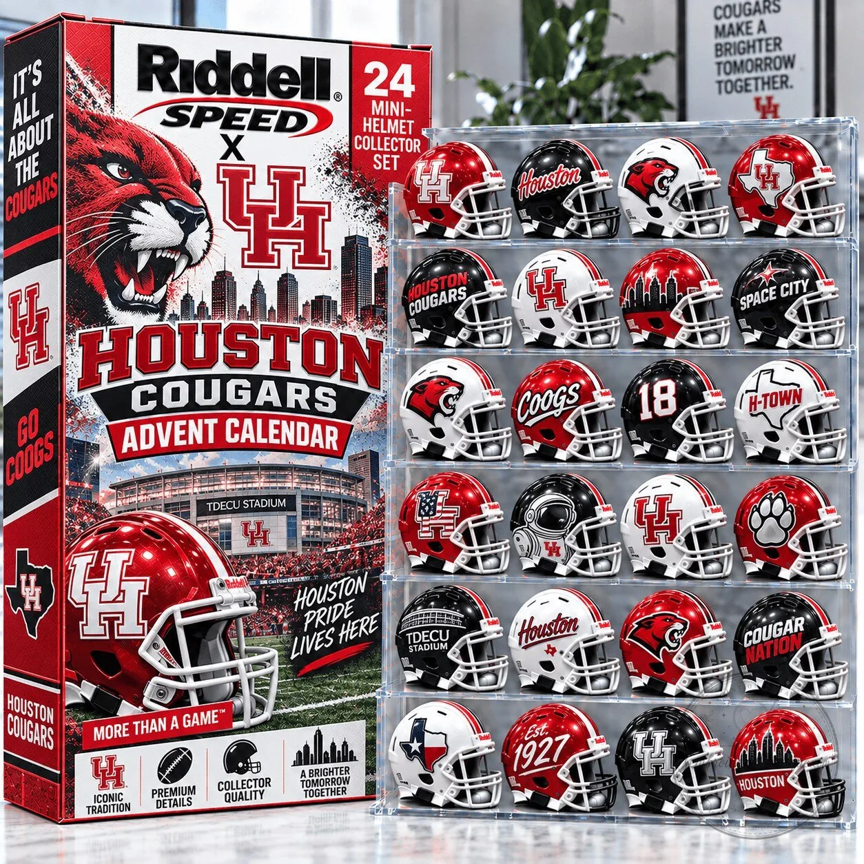 Houston Cougars Football Mini Helmet Advent Calendar Collector Set