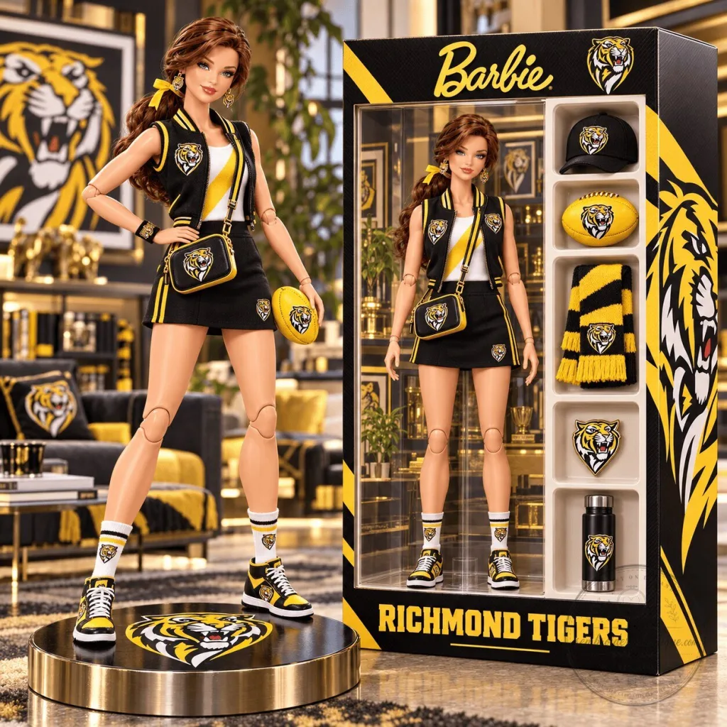 Richmond Tigers Barbie Doll with Team Apparel and Accessories Richmond Tigers Barbie Doll with Team Apparel and Accessories