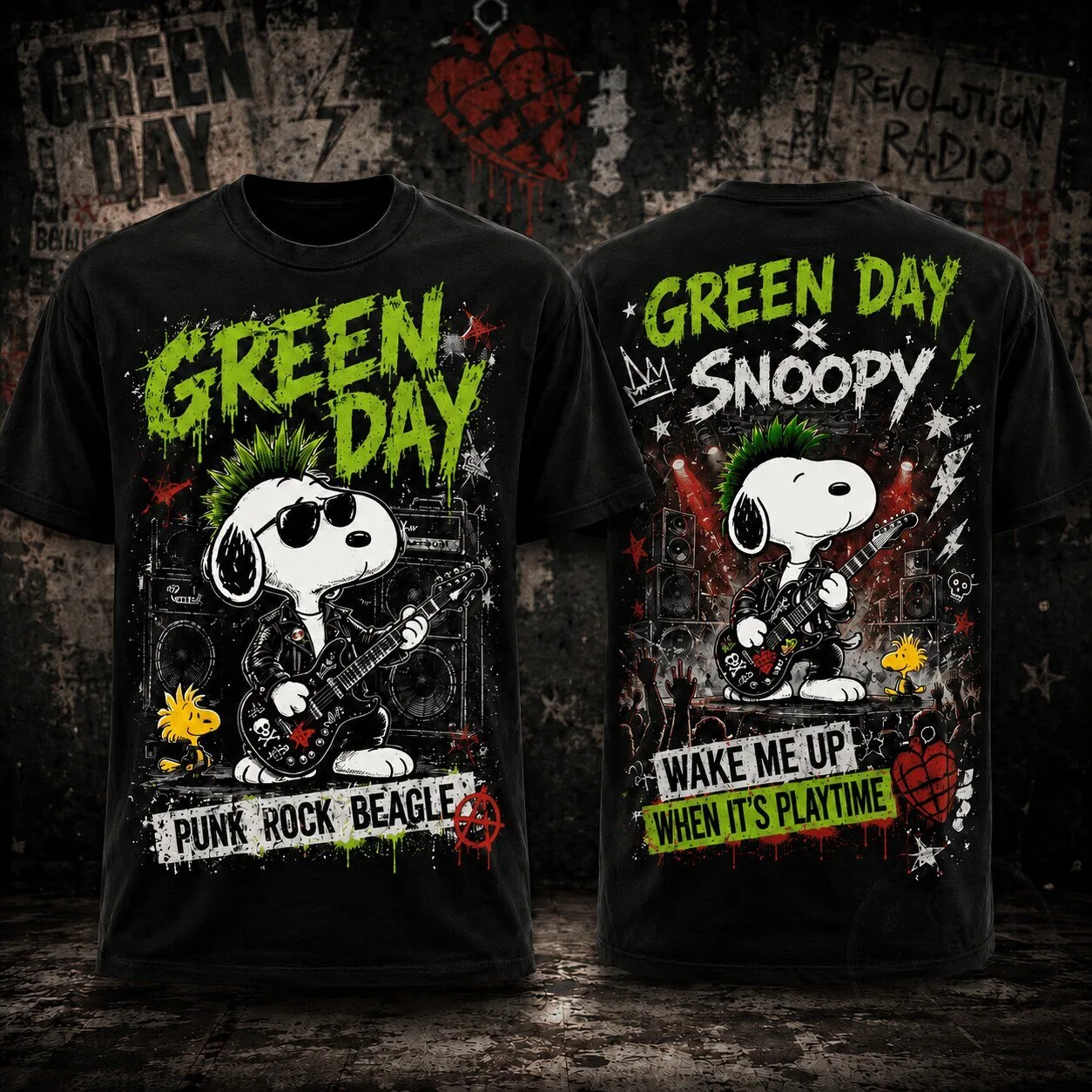 Green Day Snoopy Punk Rock Beagle Wake Me Up When It's Playtime T-Shirt 1 Green Day Snoopy Punk Rock Beagle Wake Me Up When It's Playtime T-Shirt