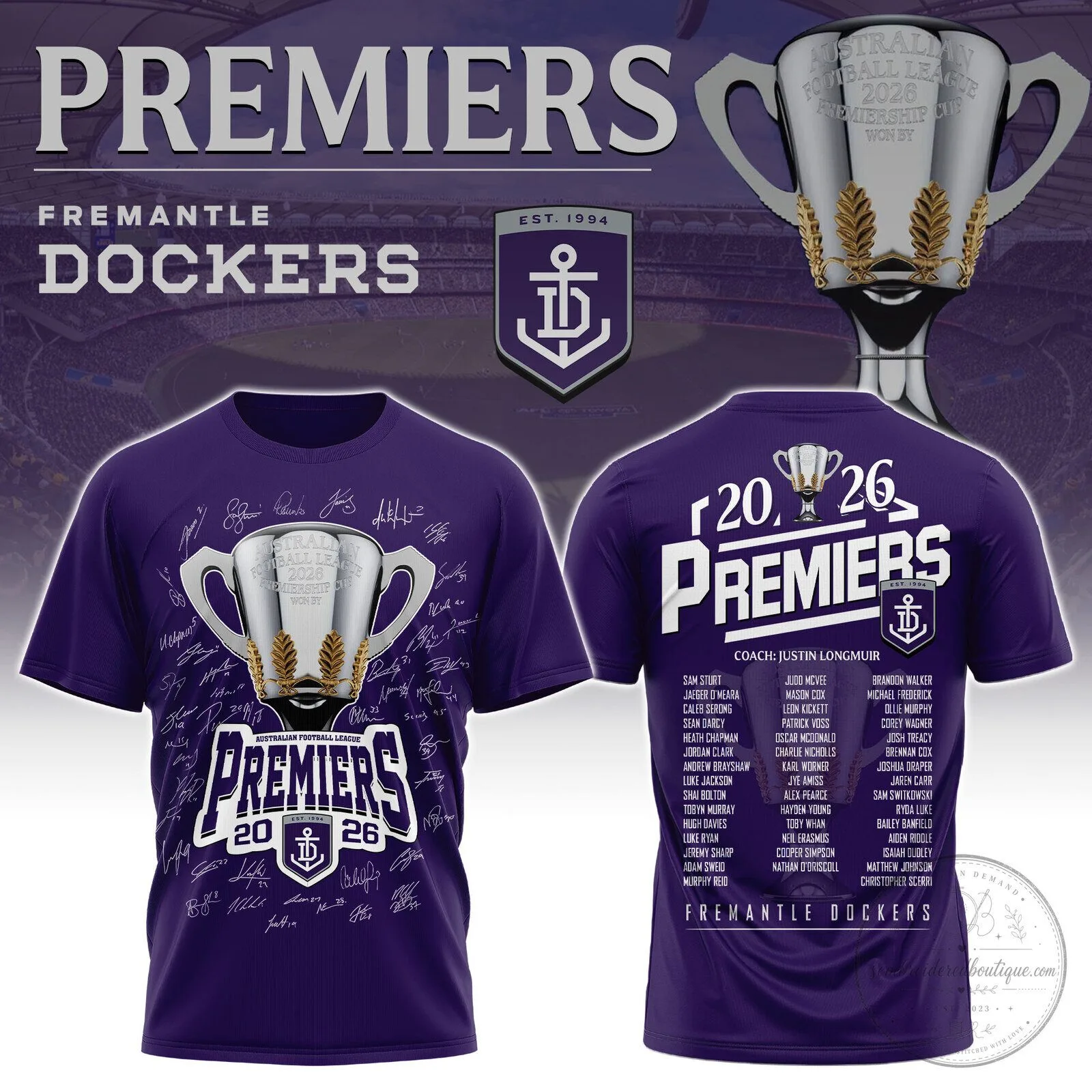 Fremantle Dockers Australian Football League 2026 Premiers Commemorative T-Shirt
