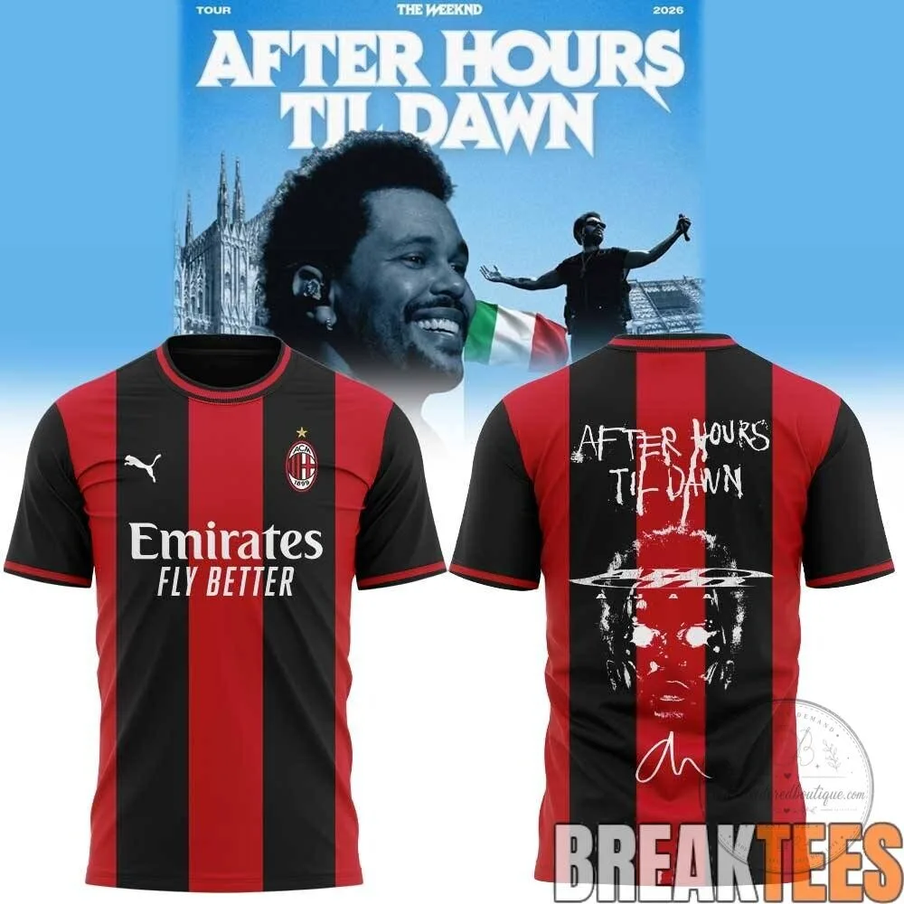 The Weeknd After Hours Til Dawn Tour AC Milan Football Club Soccer Jersey 2 The Weeknd After Hours Til Dawn Tour AC Milan Football Club Soccer Jersey