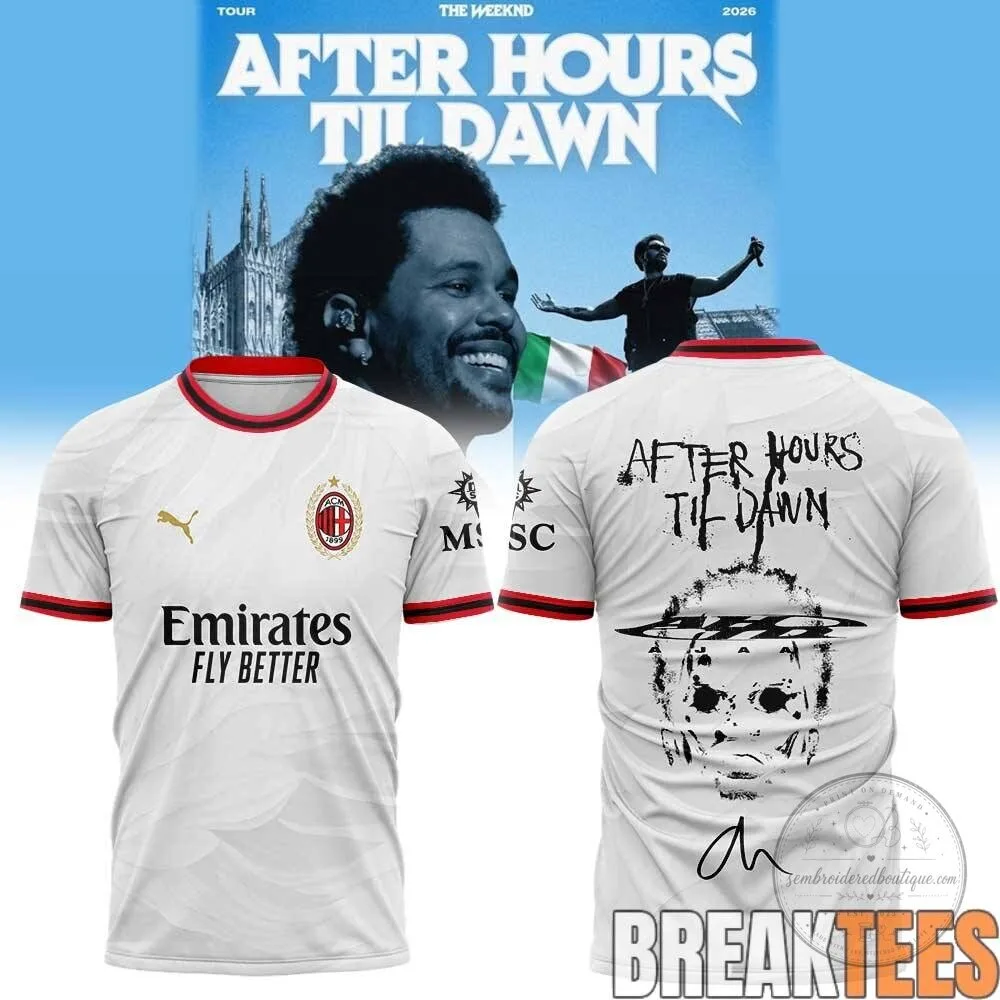 The Weeknd After Hours Til Dawn Tour AC Milan Football Club Soccer Jersey 14 The Weeknd After Hours Til Dawn Tour AC Milan Football Club Soccer Jersey
