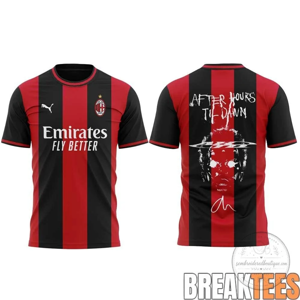 The Weeknd After Hours Til Dawn Tour AC Milan Football Club Soccer Jersey 16 The Weeknd After Hours Til Dawn Tour AC Milan Football Club Soccer Jersey