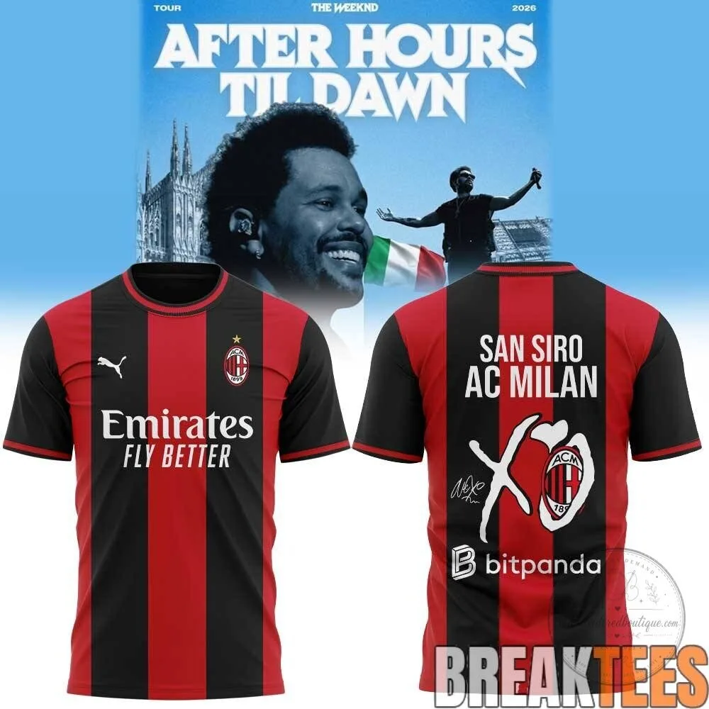 The Weeknd After Hours Til Dawn Tour AC Milan Football Club Soccer Jersey 17 The Weeknd After Hours Til Dawn Tour AC Milan Football Club Soccer Jersey