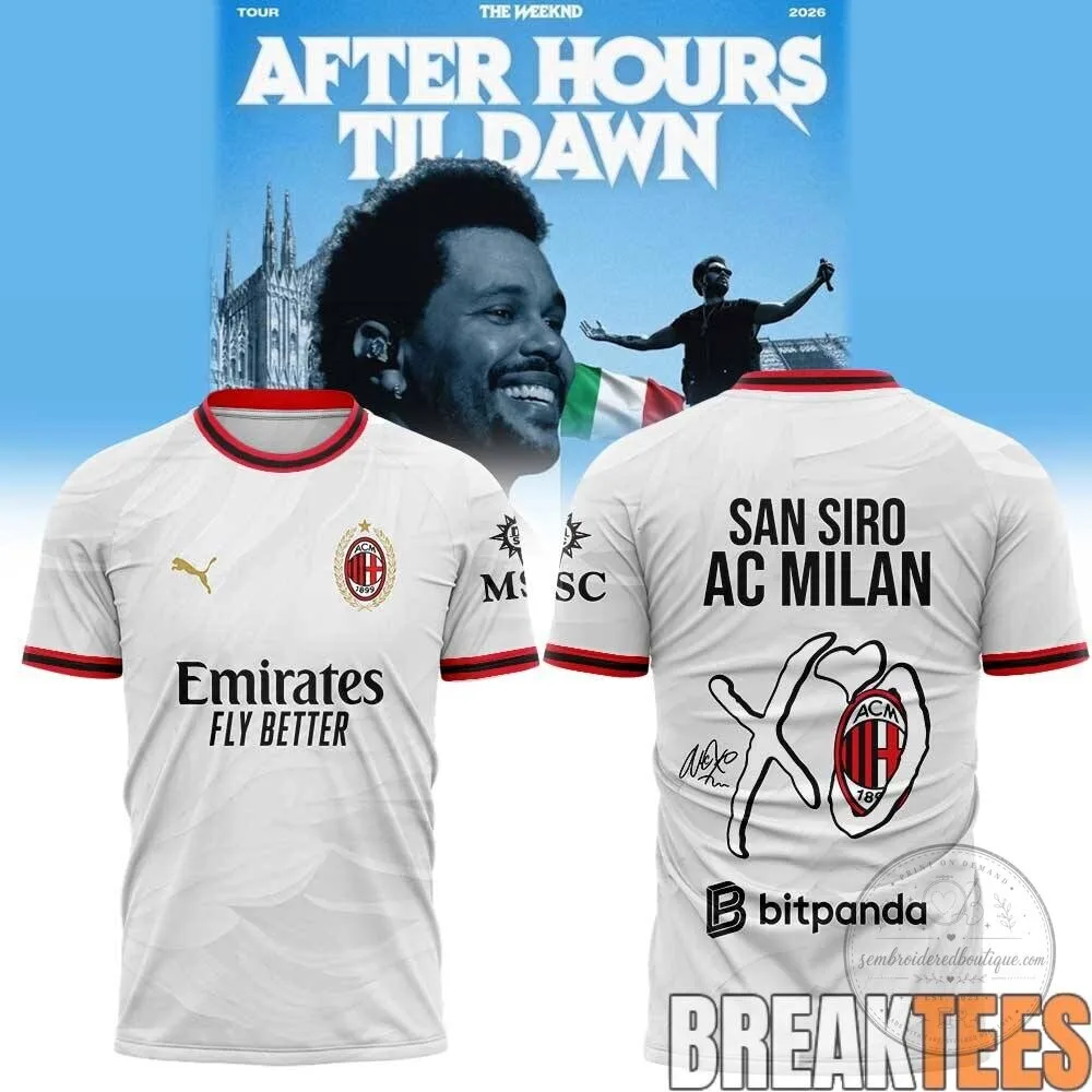 The Weeknd After Hours Til Dawn Tour AC Milan Football Club Soccer Jersey 19 The Weeknd After Hours Til Dawn Tour AC Milan Football Club Soccer Jersey