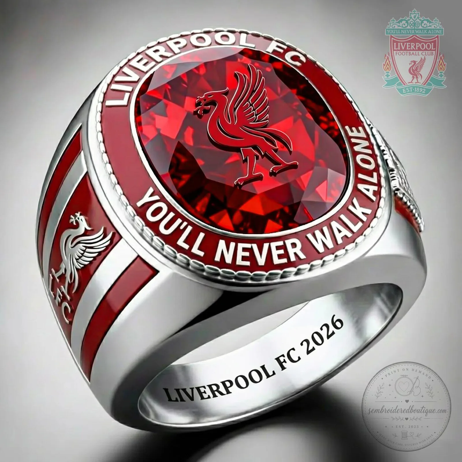Silver Ring featuring You'll Never Walk Alone by Liverpool FC