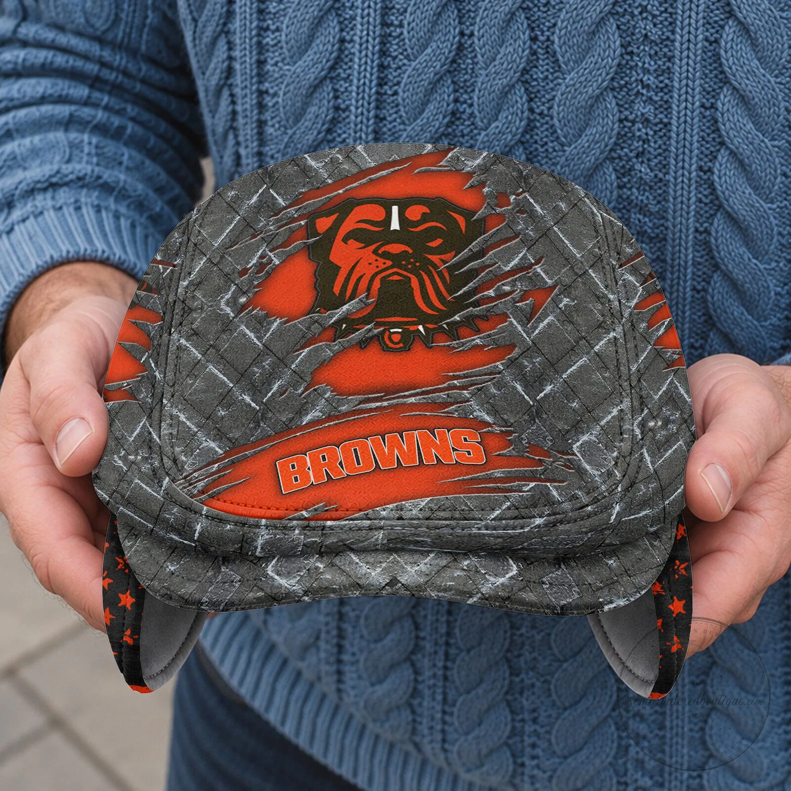 Cleveland Browns NFL Flat Cap with Foldable Ear Flaps and American Flag Design 11 Cleveland Browns NFL Flat Cap with Foldable Ear Flaps and American Flag Design