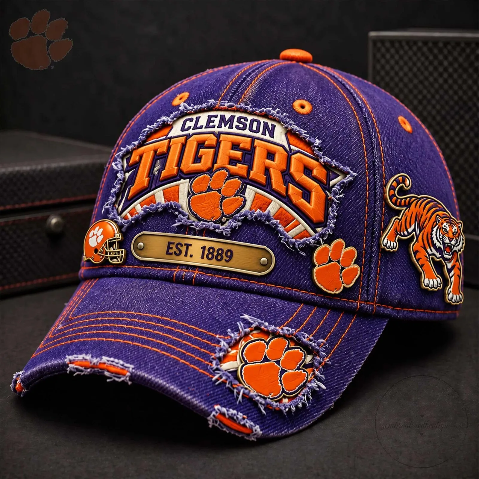 Clemson Tigers Distressed Denim Baseball Cap Hat