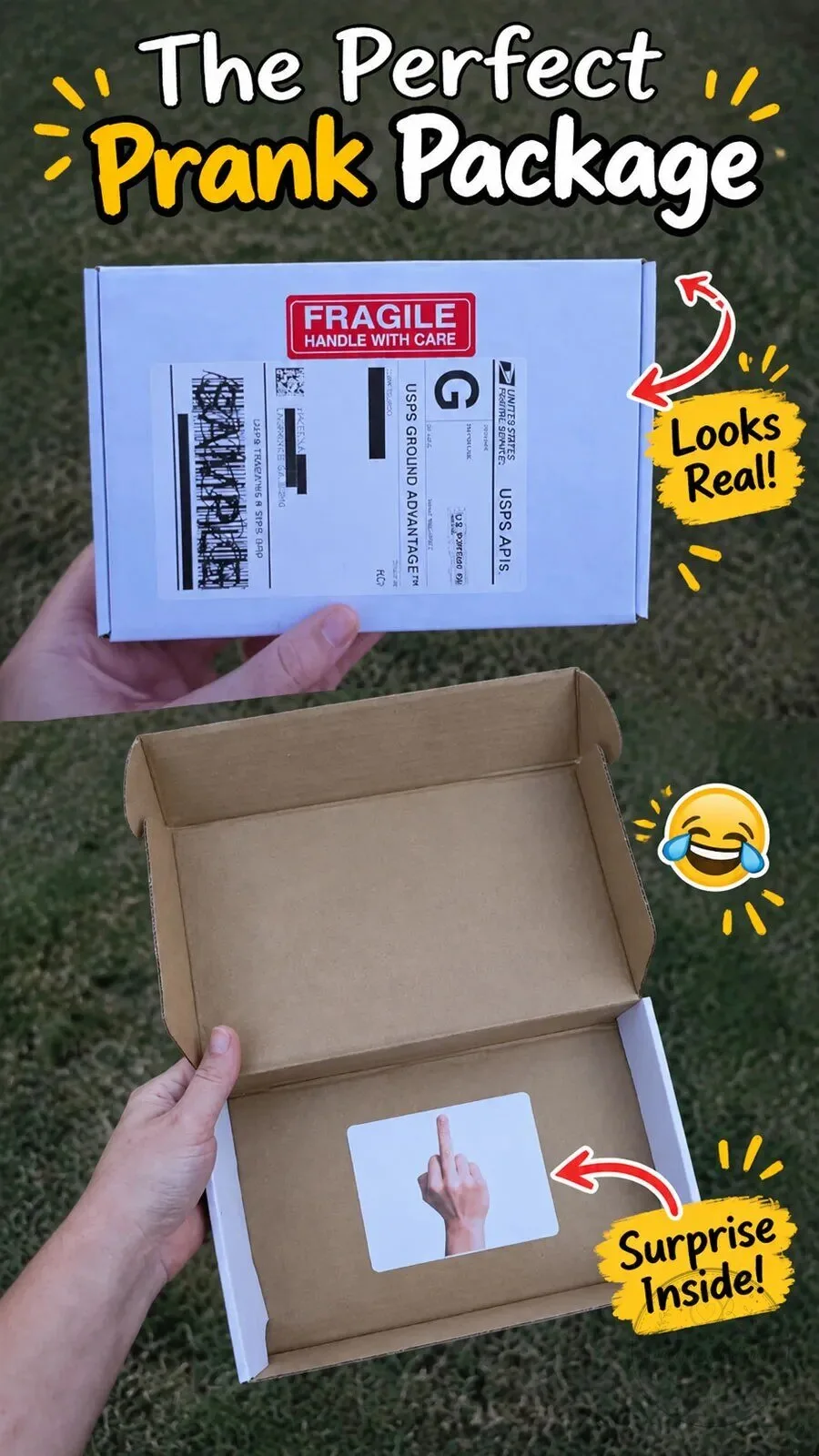 Anonymous Middle Finger Prank Mail Package Box for Funny Gag Gift