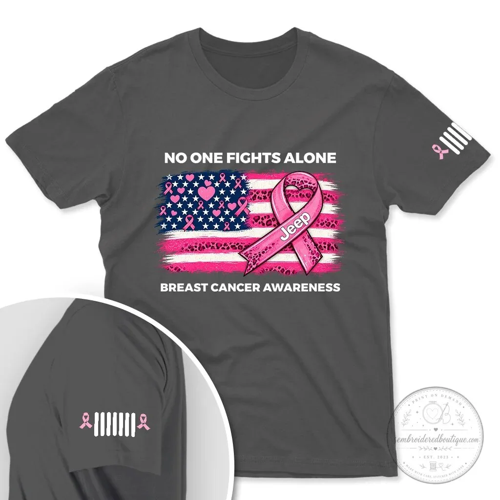 Breast Cancer Awareness Jeep No One Fights Alone Pink T-Shirt 19 Breast Cancer Awareness Jeep No One Fights Alone Pink T-Shirt