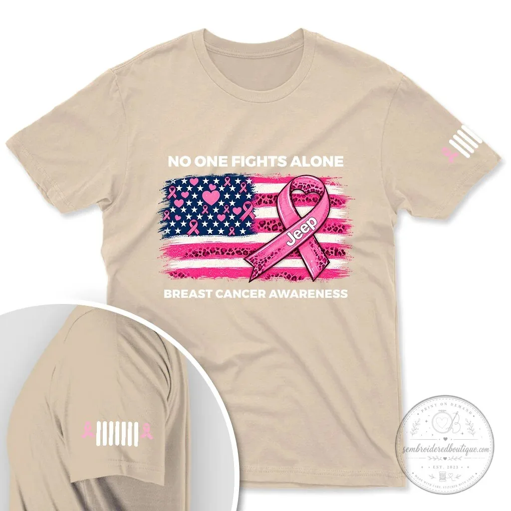 Breast Cancer Awareness Jeep No One Fights Alone Pink T-Shirt 23 Breast Cancer Awareness Jeep No One Fights Alone Pink T-Shirt