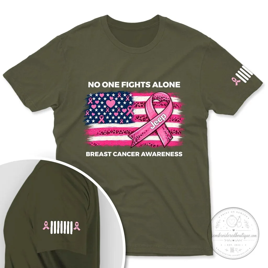 Breast Cancer Awareness Jeep No One Fights Alone Pink T-Shirt 24 Breast Cancer Awareness Jeep No One Fights Alone Pink T-Shirt