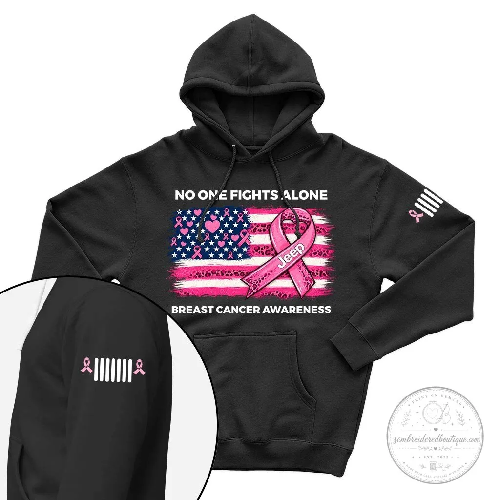 Breast Cancer Awareness Jeep No One Fights Alone Pink T-Shirt 25 Breast Cancer Awareness Jeep No One Fights Alone Pink T-Shirt