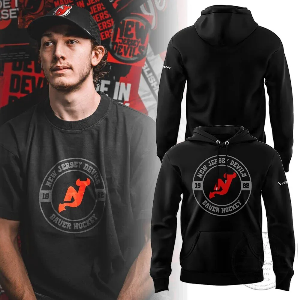 New Jersey Devils Bauer Hockey Logo Black Pullover Hoodie
