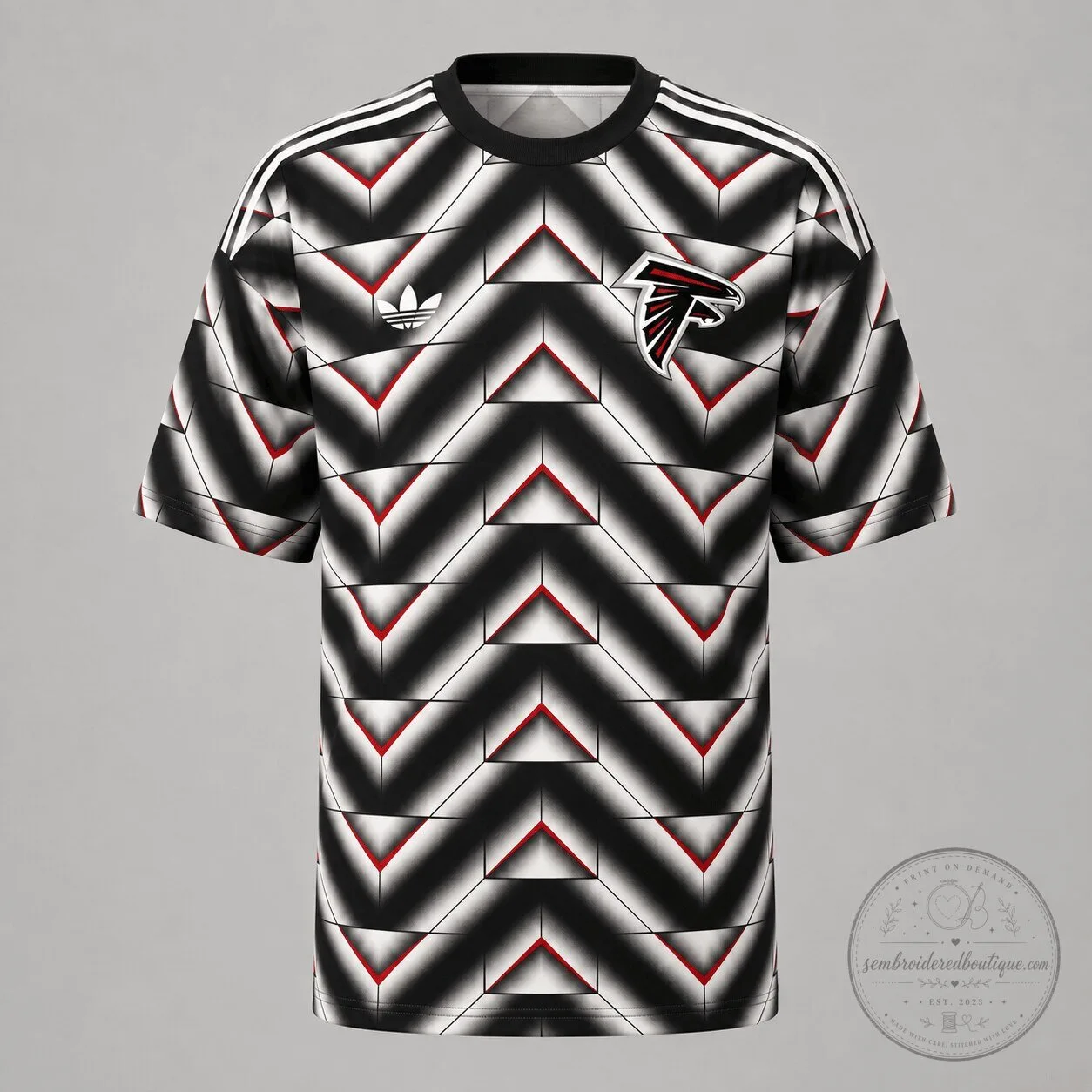 Atlanta Falcons Geometric Pattern Black and White Football Jersey