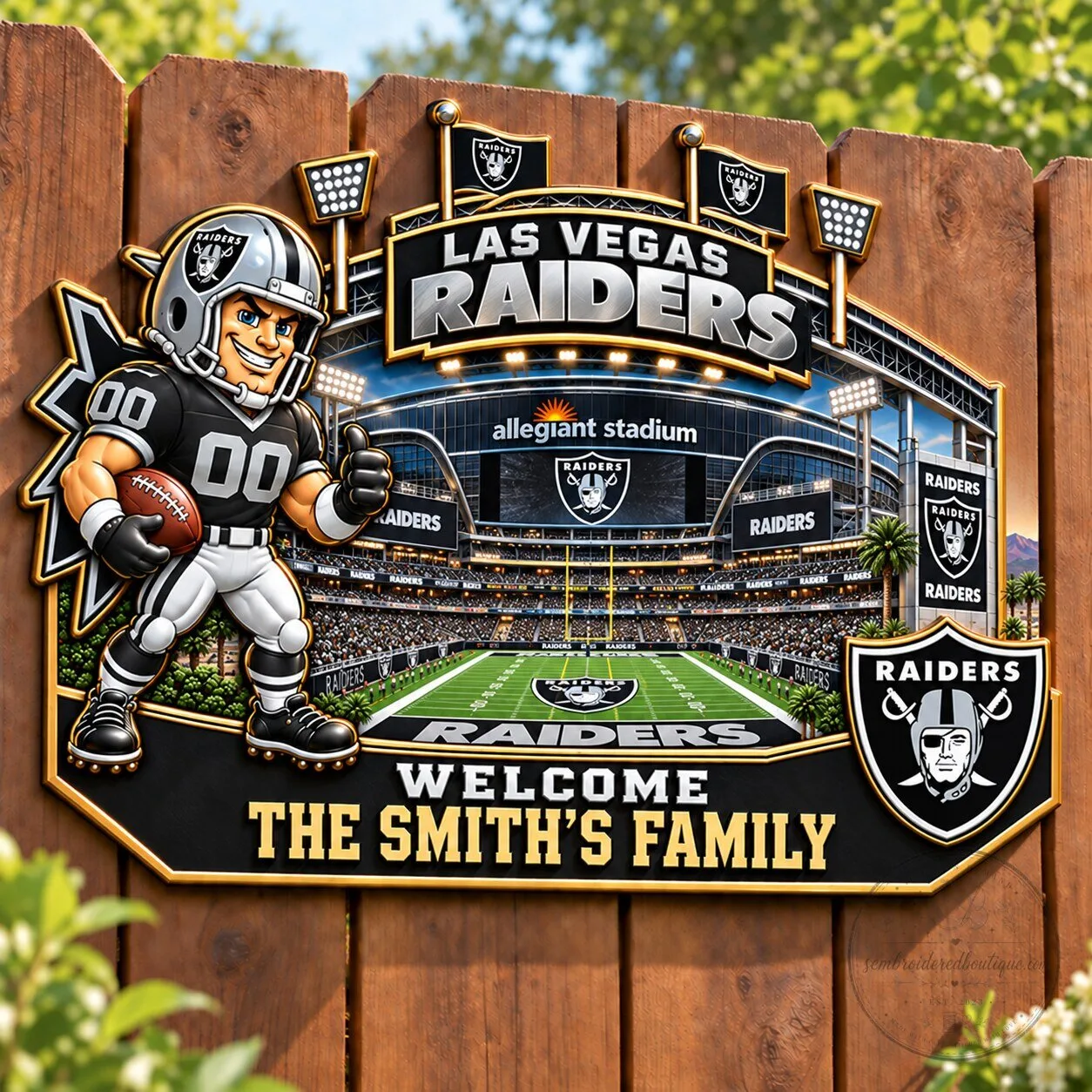 Las Vegas Raiders Allegiant Stadium Welcome Custom Family Name Metal Sign