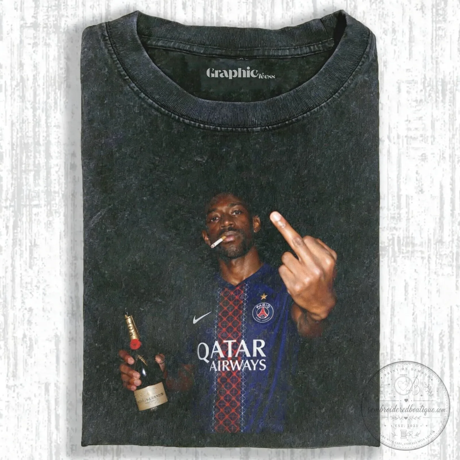 Ousmane Dembele Football Player Middle Finger Champagne T-Shirt