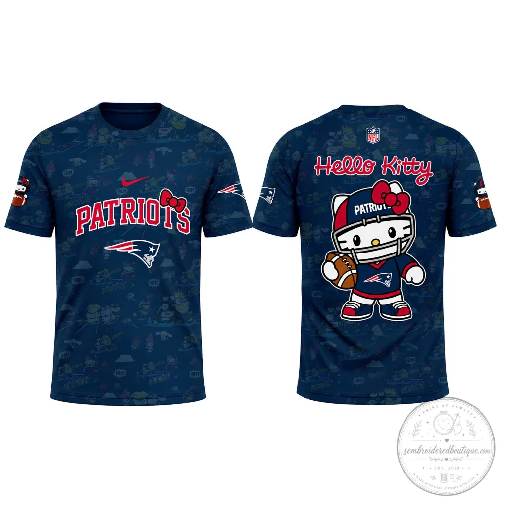 New England Patriots Hello Kitty NFL Football Team Fan T-Shirt 19 New England Patriots Hello Kitty NFL Football Team Fan T-Shirt