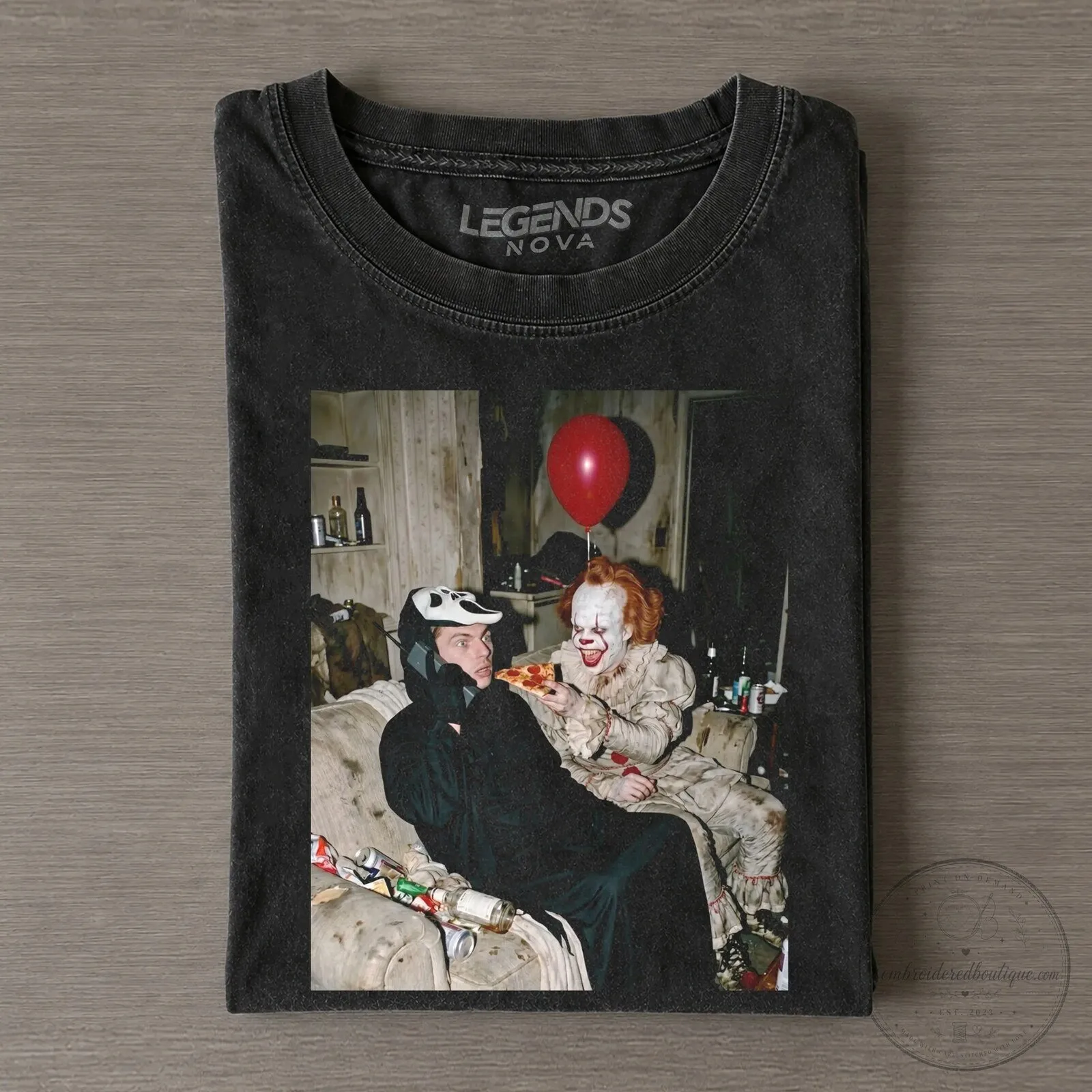 Funny Max Verstappen Halloween Pennywise Clown Pizza Party T-Shirt