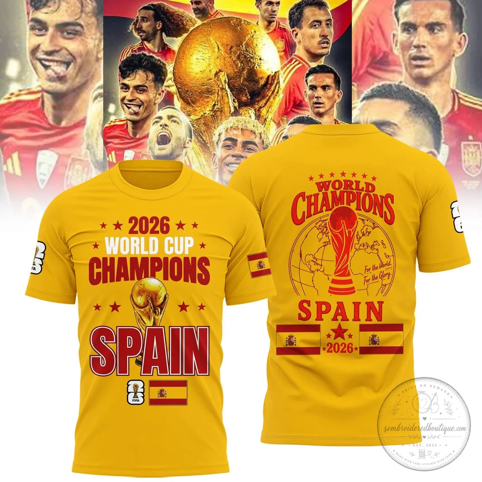 2026 World Cup Champions Commemorative T-Shirt for Spain National Football Team 2 2026 World Cup Champions Commemorative T-Shirt for Spain National Football Team