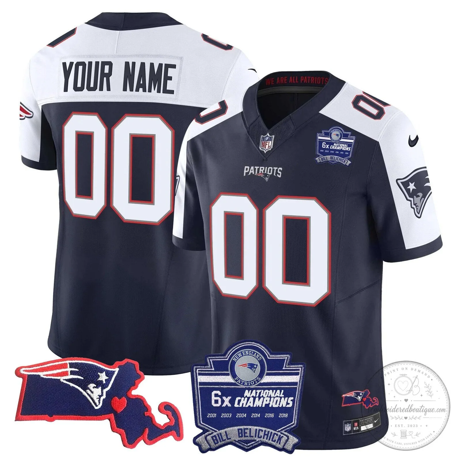 Custom Football Jersey for Bill Belichick, Six-Time Champions of the New England Patriots 2 Custom Football Jersey for Bill Belichick, Six-Time Champions of the New England Patriots