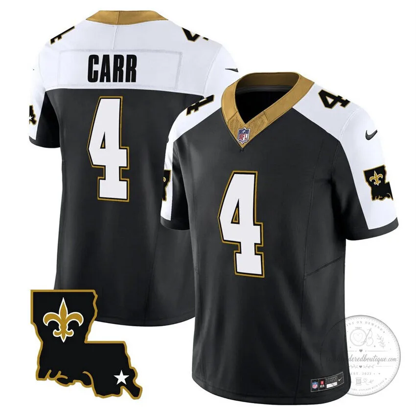 New Orleans Saints Derek Carr Number 4 Black Football Jersey 2 New Orleans Saints Derek Carr Number 4 Black Football Jersey