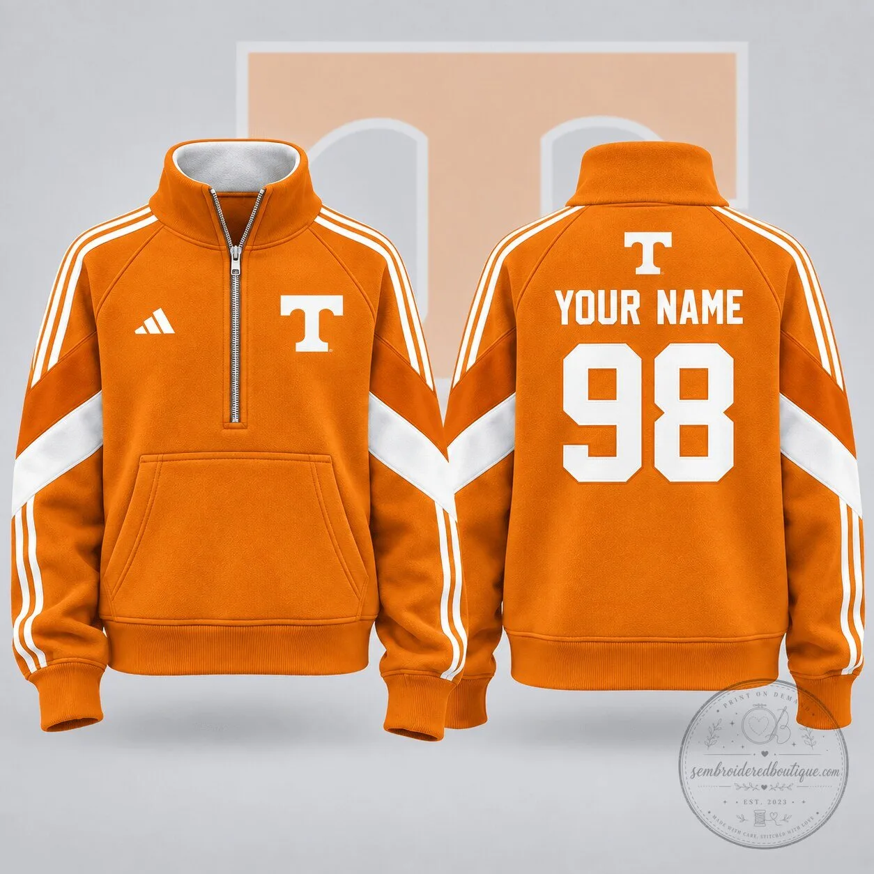 Tennessee Volunteers Personalized Victory Line Quarter Zip Sweatshirt