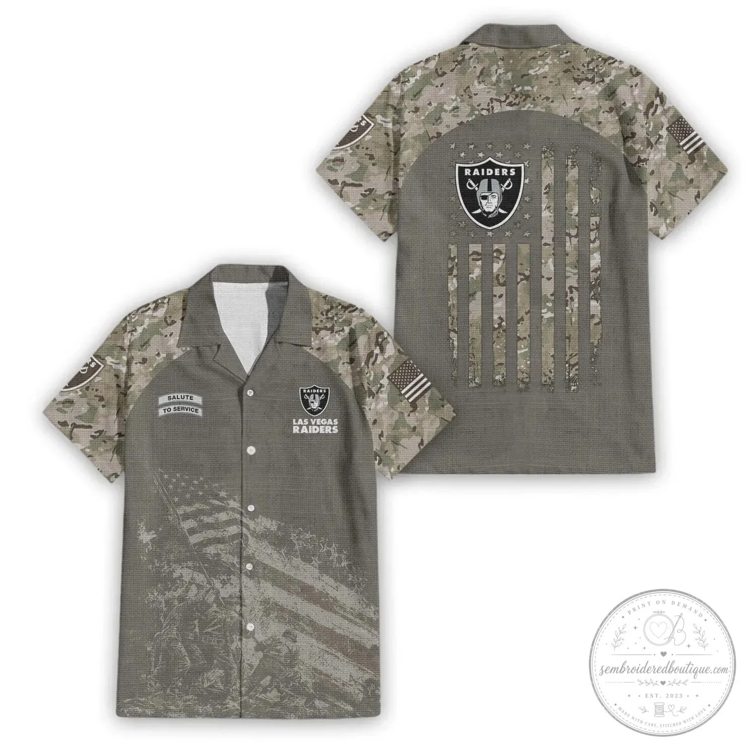 Hawaiian Shirt in Camouflage for Las Vegas Raiders Salute To Service