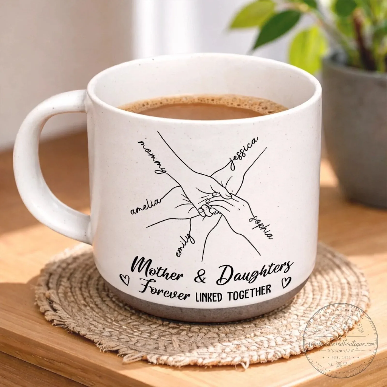 Personalized Mother and Daughters Forever Linked Together Coffee Mug 13 Personalized Mother and Daughters Forever Linked Together Coffee Mug