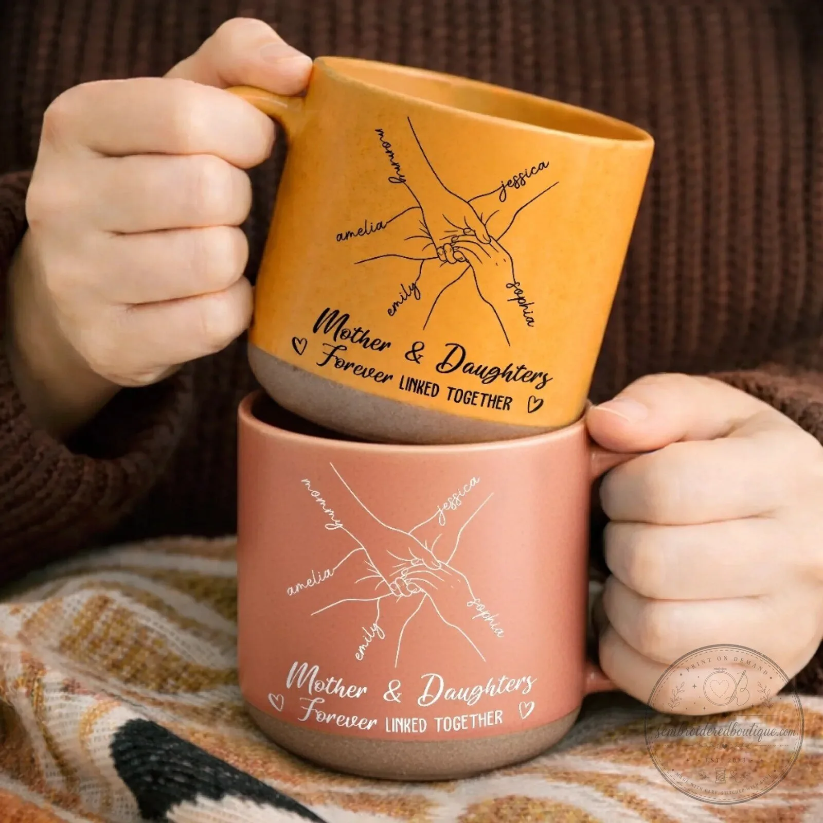 Personalized Mother and Daughters Forever Linked Together Coffee Mug 14 Personalized Mother and Daughters Forever Linked Together Coffee Mug