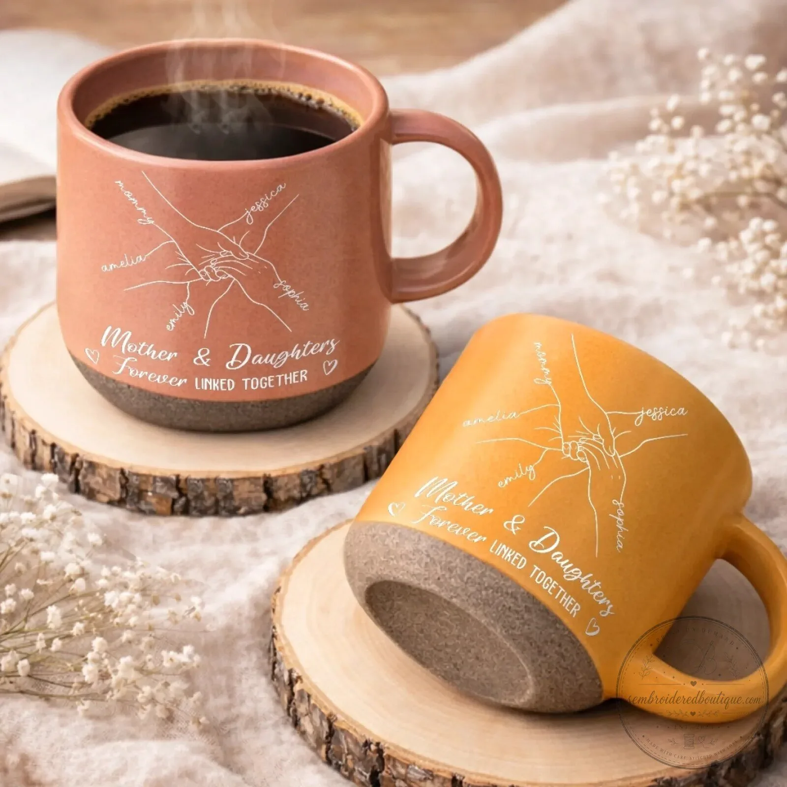 Personalized Mother and Daughters Forever Linked Together Coffee Mug 16 Personalized Mother and Daughters Forever Linked Together Coffee Mug