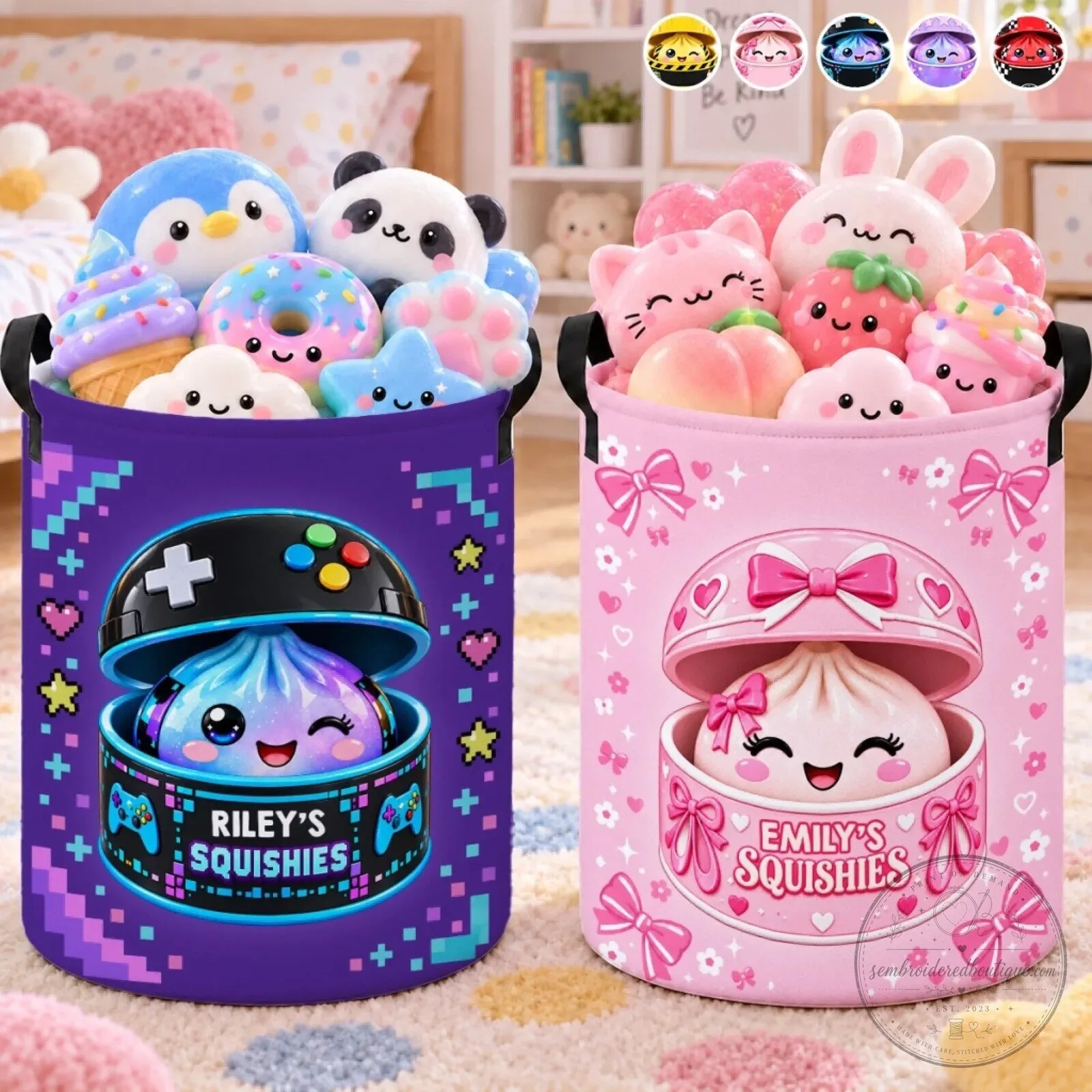 Personalized Gamer Squishies Kids Toy Storage Bin Laundry Hamper