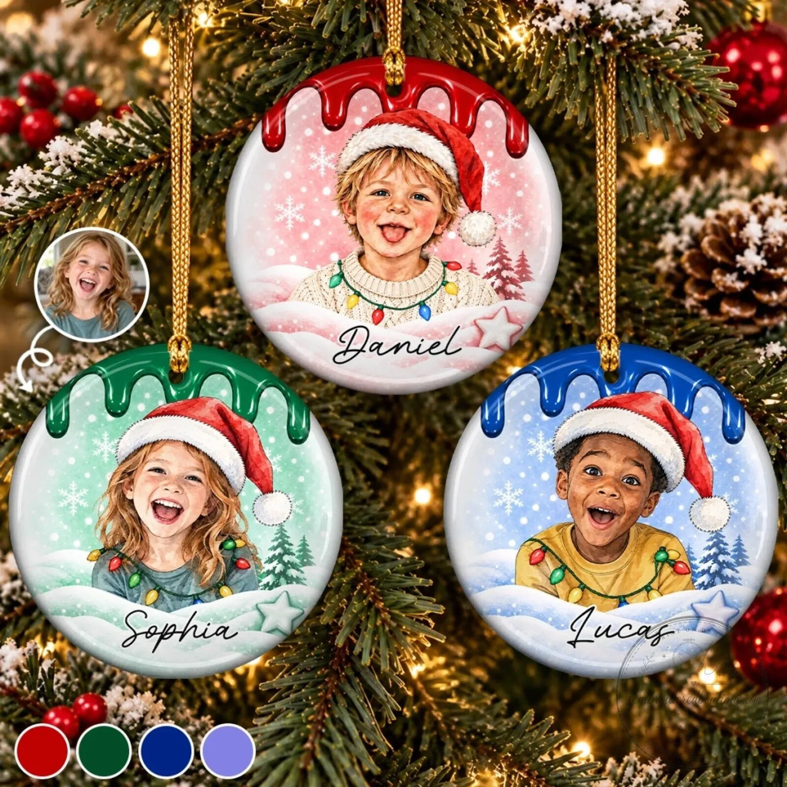Personalized Christmas Photo Ornament with Child's Name, Custom Holiday Keepsake Gift 2 Personalized Christmas Photo Ornament with Child's Name, Custom Holiday Keepsake Gift