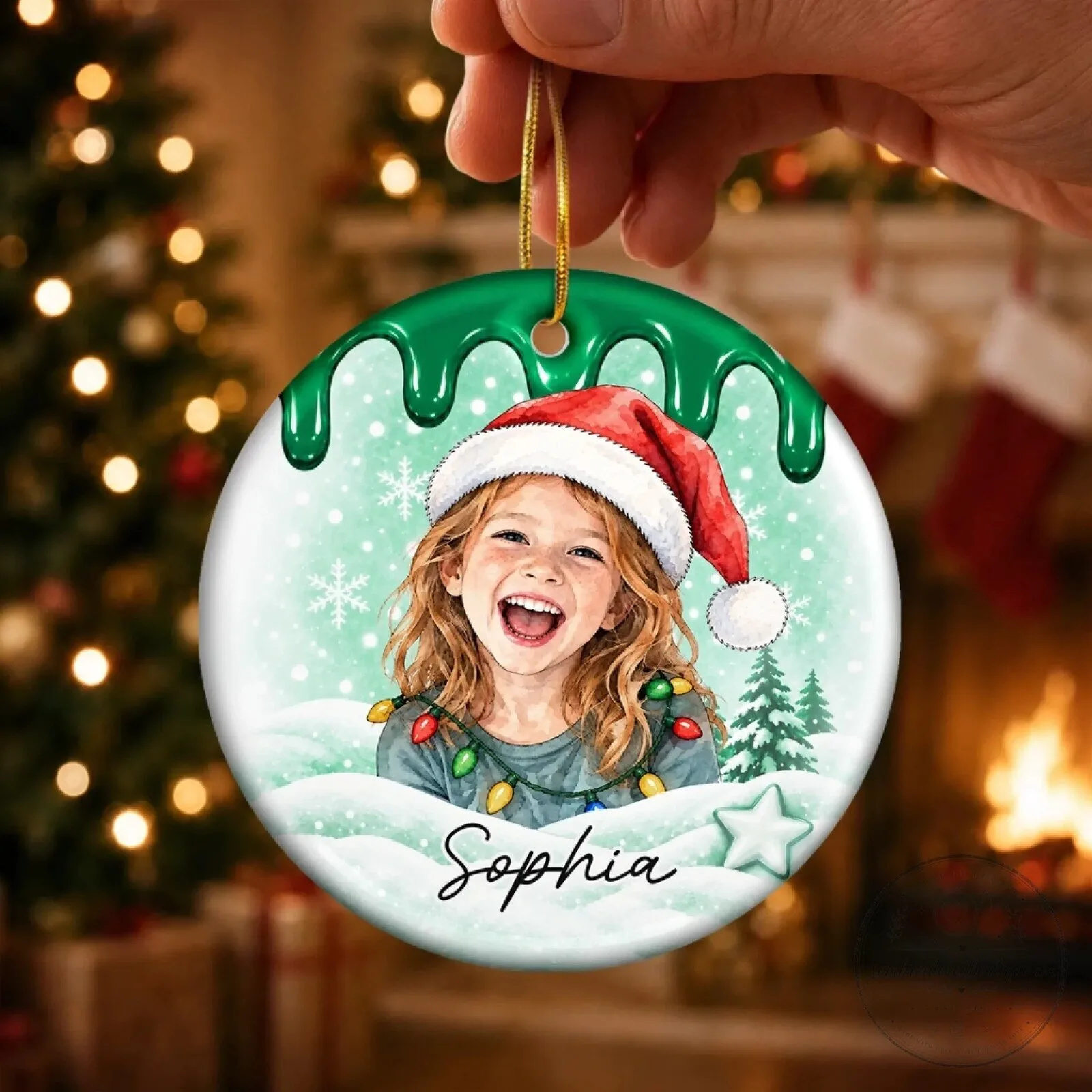 Personalized Christmas Photo Ornament with Child's Name, Custom Holiday Keepsake Gift 12 Personalized Christmas Photo Ornament with Child