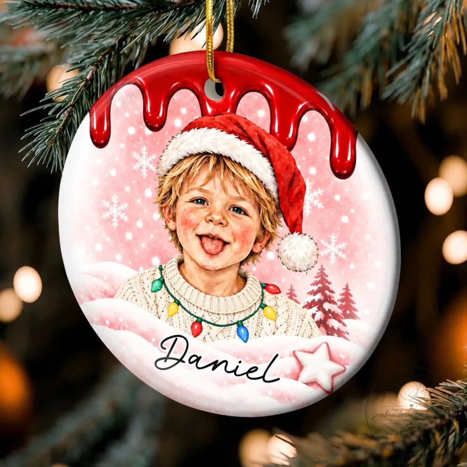 Personalized Christmas Photo Ornament with Child's Name, Custom Holiday Keepsake Gift 13 Personalized Christmas Photo Ornament with Child